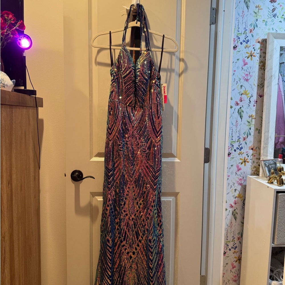 PromGirl Multicolor Sequin Prom Dress - Picture 2 of 5
